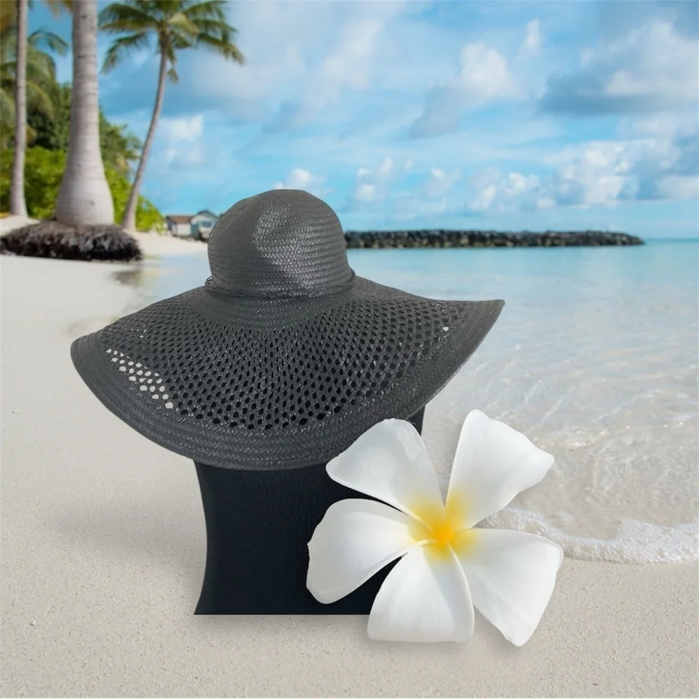 Black Ventilated Wide-Brim Hat for Sun Protection